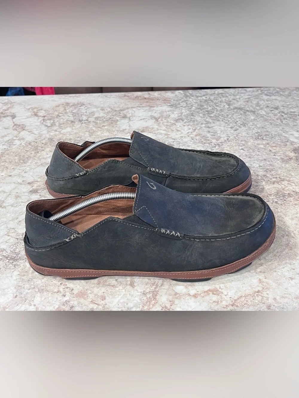 OluKai Men's Moloa Shoes Casual Slip-On Loafers in Dark Gray SZ 14 EU 47